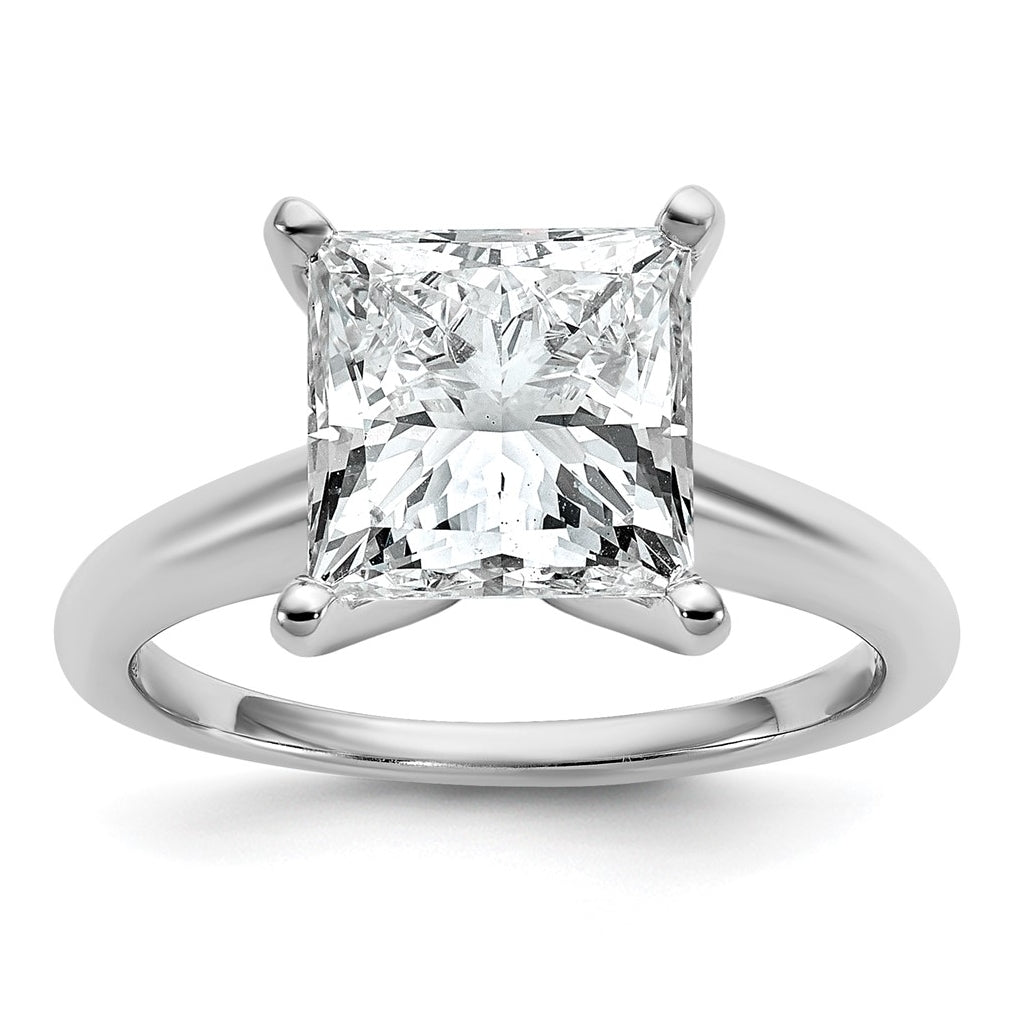 14K Two-Tone Or White Gold Certified Lab Grown Diamond VS+ F+ Princess Complete Solitaire Engagement Ring