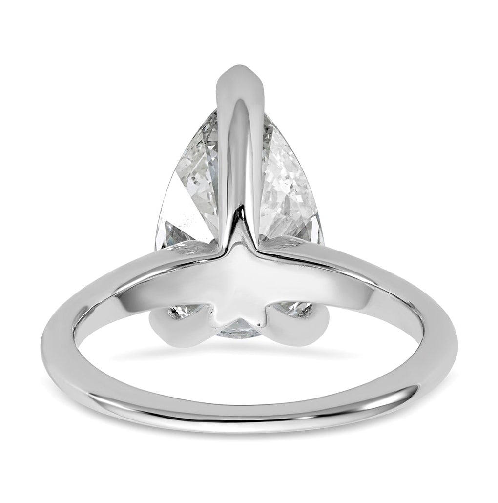 14K Two-Tone Or White Gold Certified Lab Grown Diamond VS/SI+ G+ Pear Solitaire Complete Engagement Ring