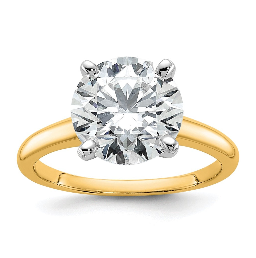 14K Two-Tone Or White Gold Certified Lab Grown Diamond VS/SI+ G+ Round Complete Solitaire Engagement Ring