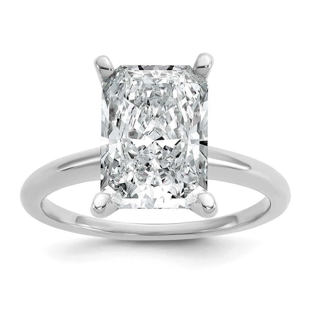 14K Two-Tone Or White Gold Certified Lab Grown Diamond VS/SI+ G+ Radiant Solitaire Complete Engagement Ring