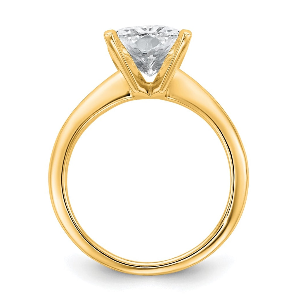 14K Two-Tone Or White Gold Certified Lab Grown Diamond VS+ F+ Radiant Solitaire Complete Engagement Ring