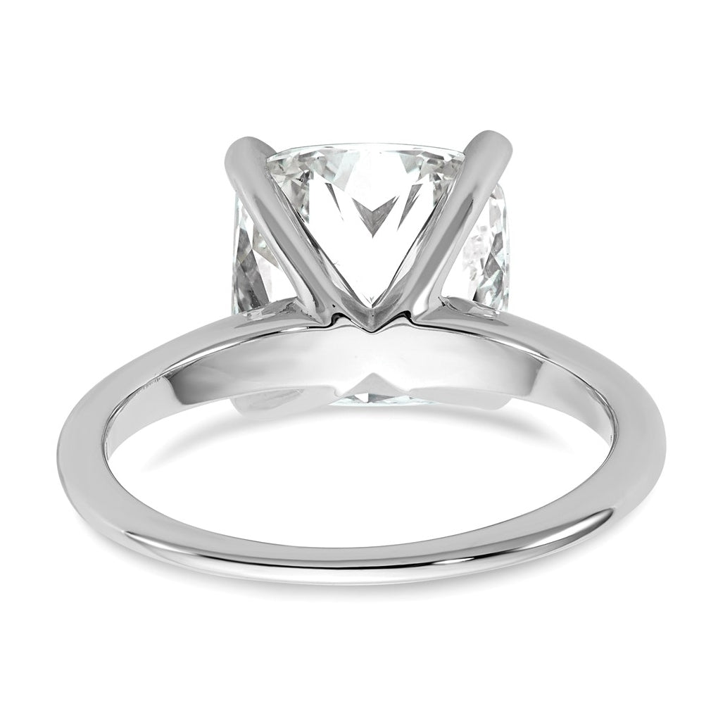 14K Two-Tone Or White Gold Certified Lab Grown Diamond VS+ F+ Cushion Complete Solitaire Engagement Ring