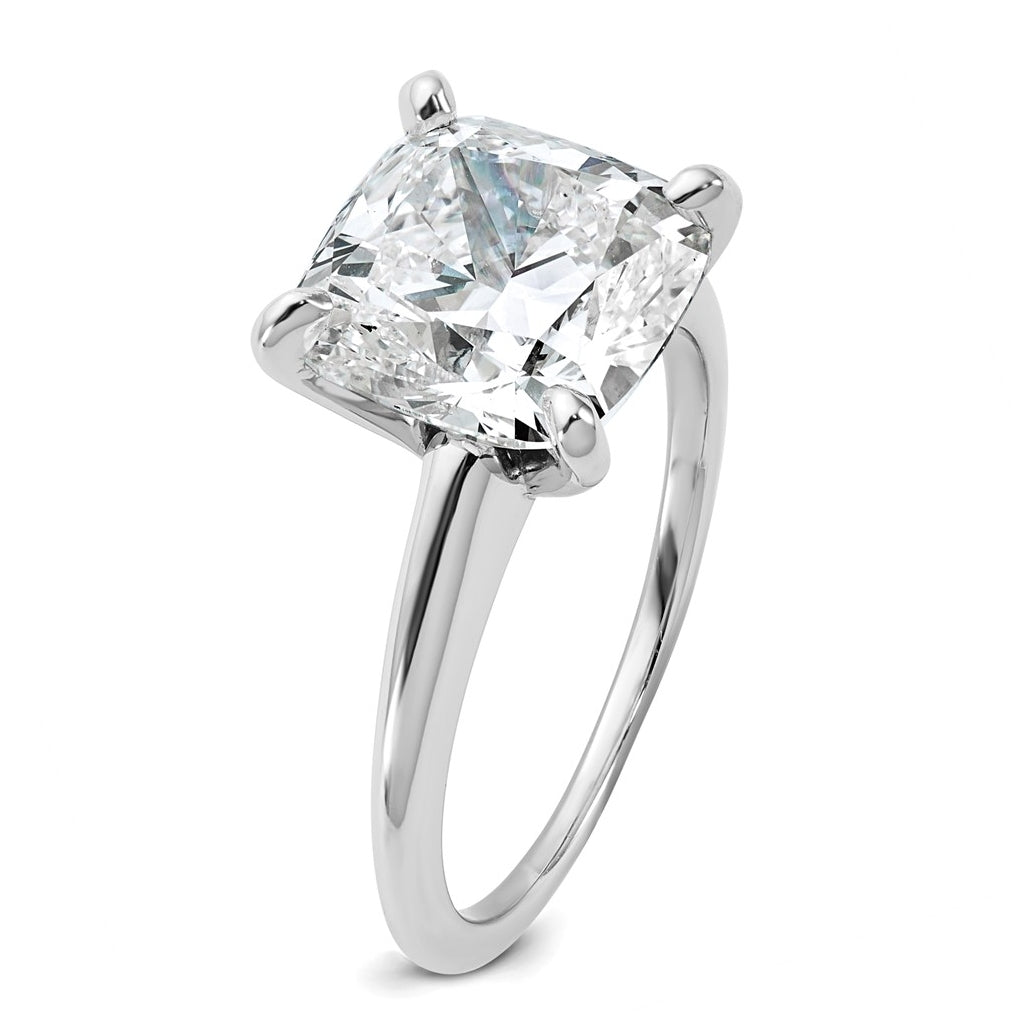 14K Two-Tone Or White Gold Certified Lab Grown Diamond VS+ F+ Cushion Complete Solitaire Engagement Ring