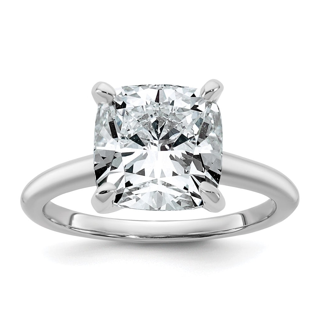 14K Two-Tone Or White Gold Certified Lab Grown Diamond VS+ F+ Cushion Complete Solitaire Engagement Ring