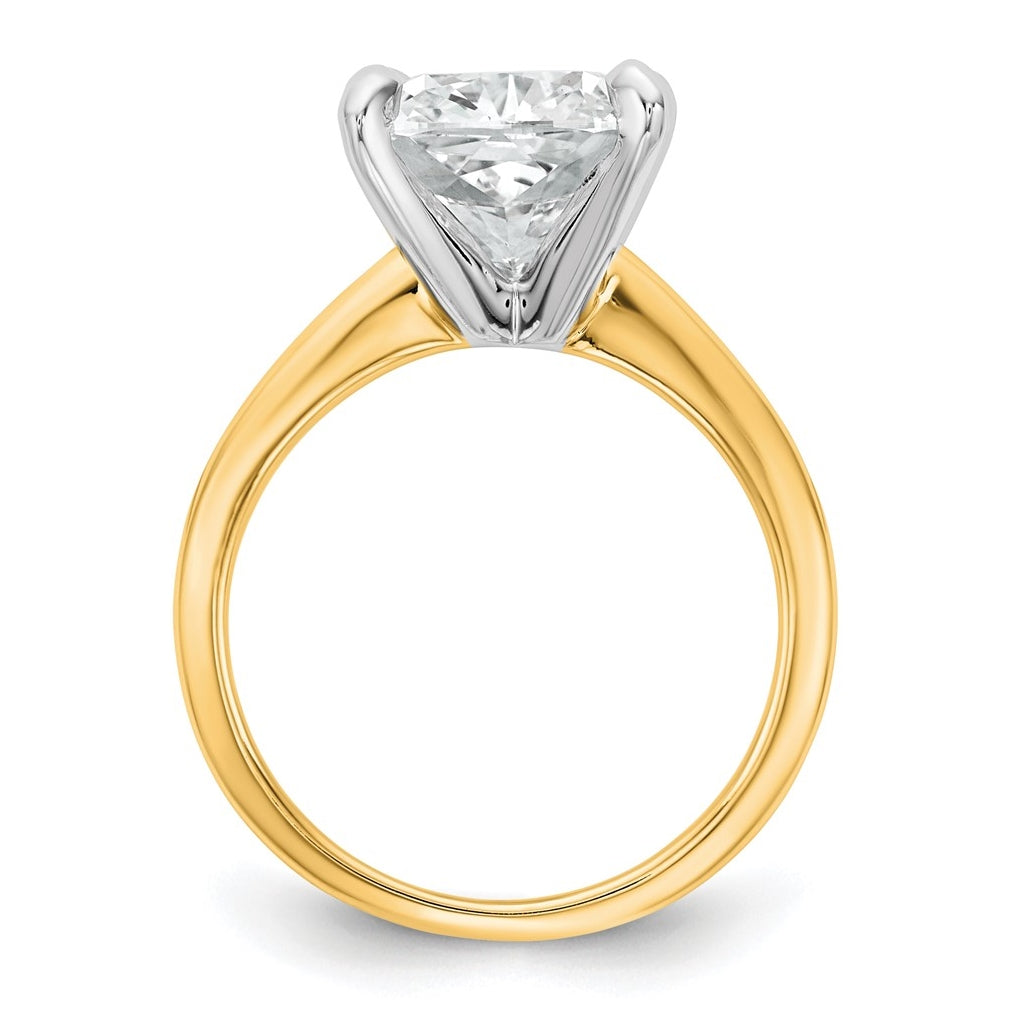 14K Two-Tone Or White Gold Certified Lab Grown Diamond VS+ F+ Cushion Complete Solitaire Engagement Ring