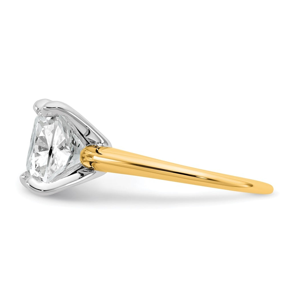 14K Two-Tone Or White Gold Certified Lab Grown Diamond VS+ F+ Cushion Complete Solitaire Engagement Ring