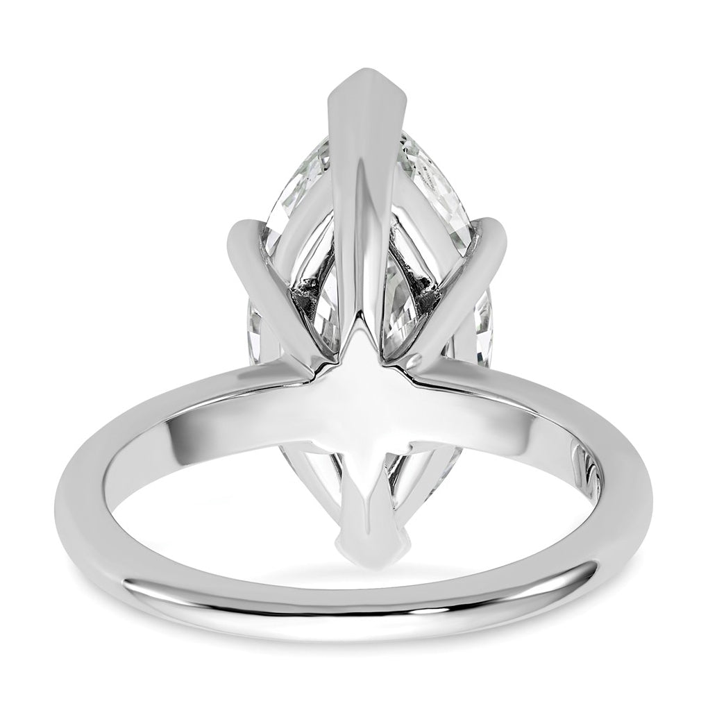 14K Two-Tone Or White Gold Certified Lab Grown Diamond VS/SI+ G+ Marquise Solitaire Complete Engagement Ring