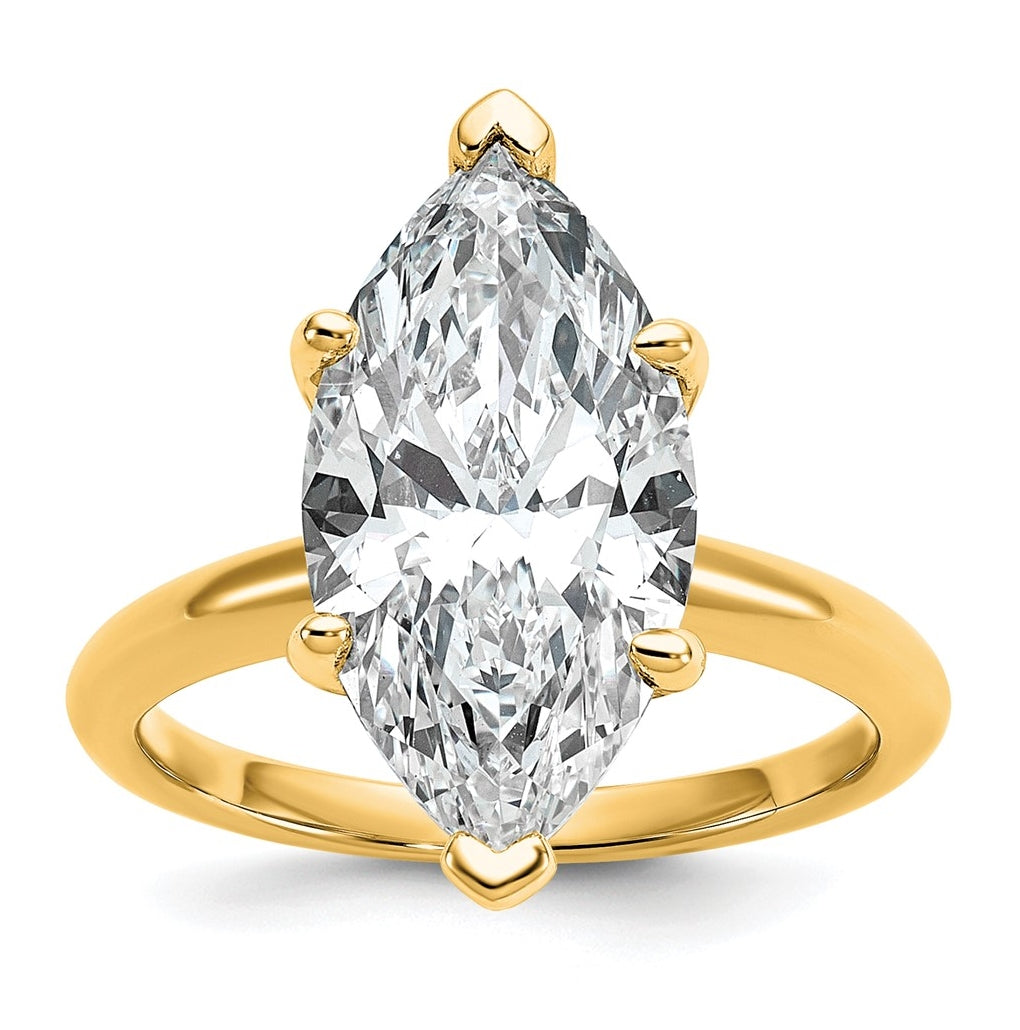 14K Two-Tone Or White Gold Certified Lab Grown Diamond VS/SI+ G+ Marquise Solitaire Complete Engagement Ring