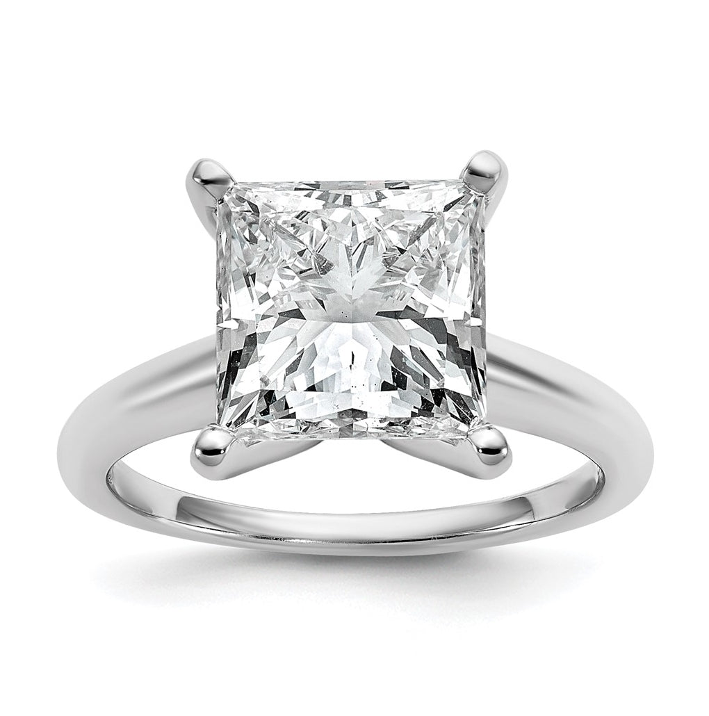 14K Two-Tone Or White Gold Certified Lab Grown Diamond VS+ F+ Princess Complete Solitaire Engagement Ring