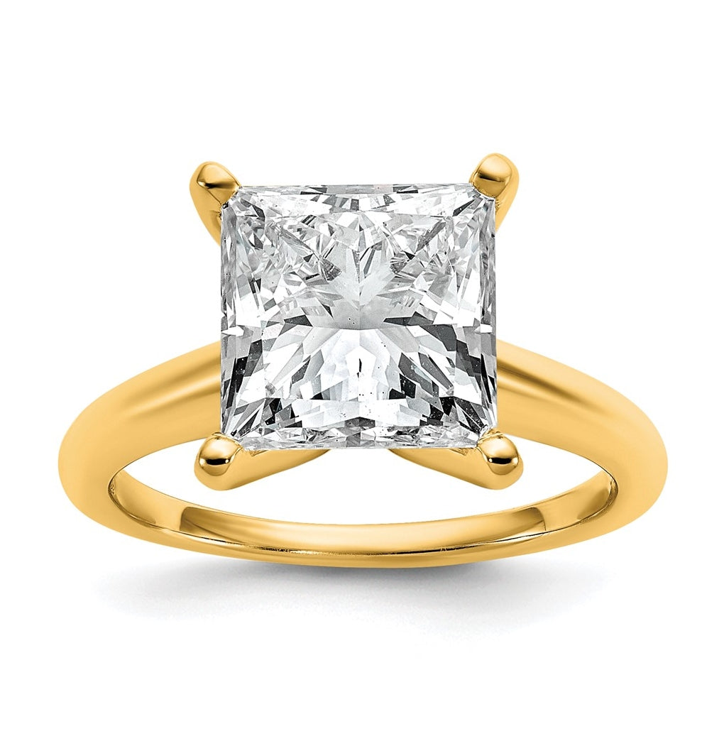 14K Two-Tone Or White Gold Certified Lab Grown Diamond VS+ F+ Princess Complete Solitaire Engagement Ring