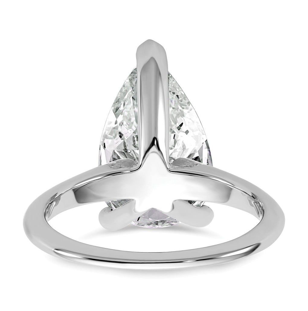 14K Two-Tone Or White Gold Certified Lab Grown Diamond VS+ F+ Pear Solitaire Complete Engagement Ring