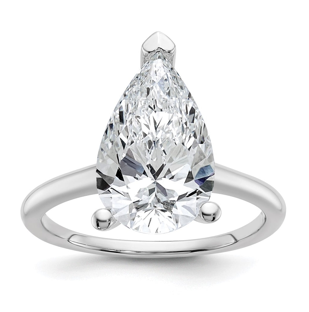 14K Two-Tone Or White Gold Certified Lab Grown Diamond VS/SI+ G+ Pear Solitaire Complete Engagement Ring