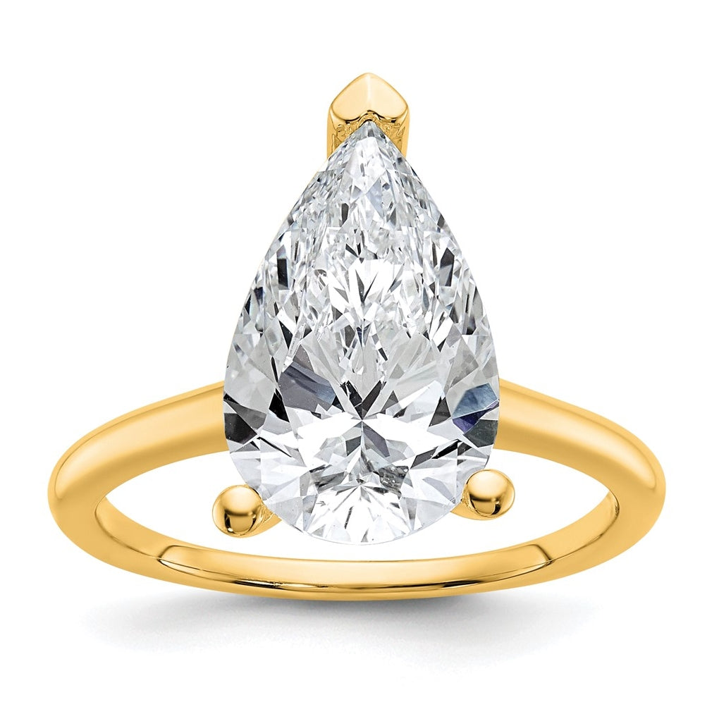 14K Two-Tone Or White Gold Certified Lab Grown Diamond VS/SI+ G+ Pear Solitaire Complete Engagement Ring