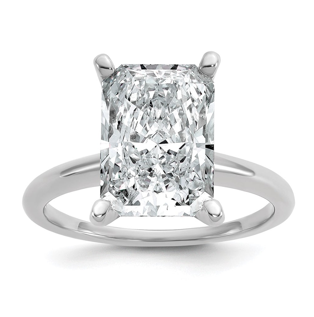 14K Two-Tone Or White Gold Certified Lab Grown Diamond VS/SI+ G+ Radiant Solitaire Complete Engagement Ring