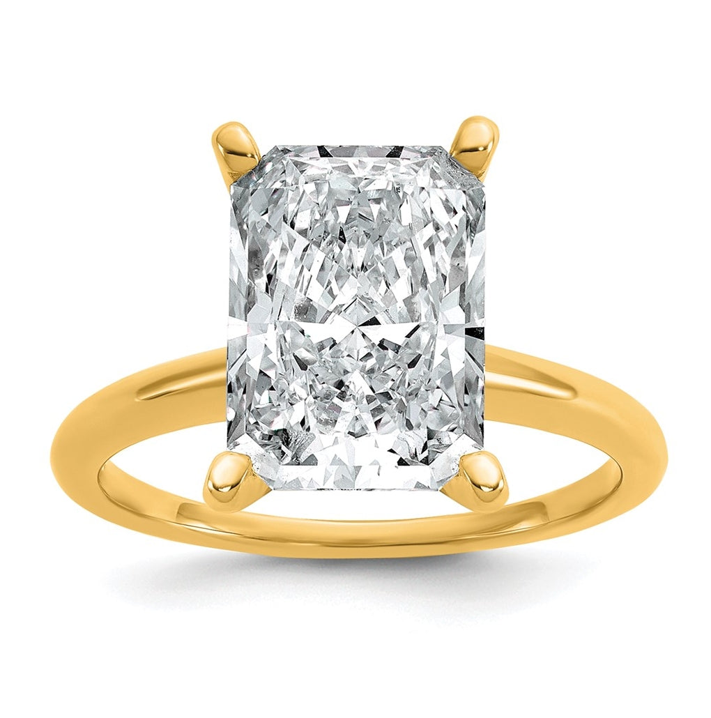 14K Two-Tone Or White Gold Certified Lab Grown Diamond VS+ F+ Radiant Solitaire Complete Engagement Ring