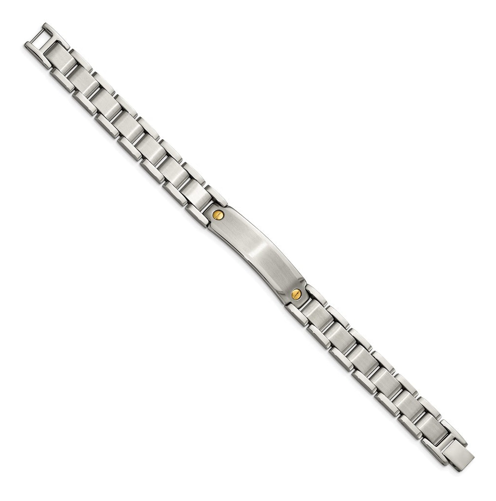 Stainless Steel Brushed and Polished Yellow IP-plated 8.75in ID Bracelet