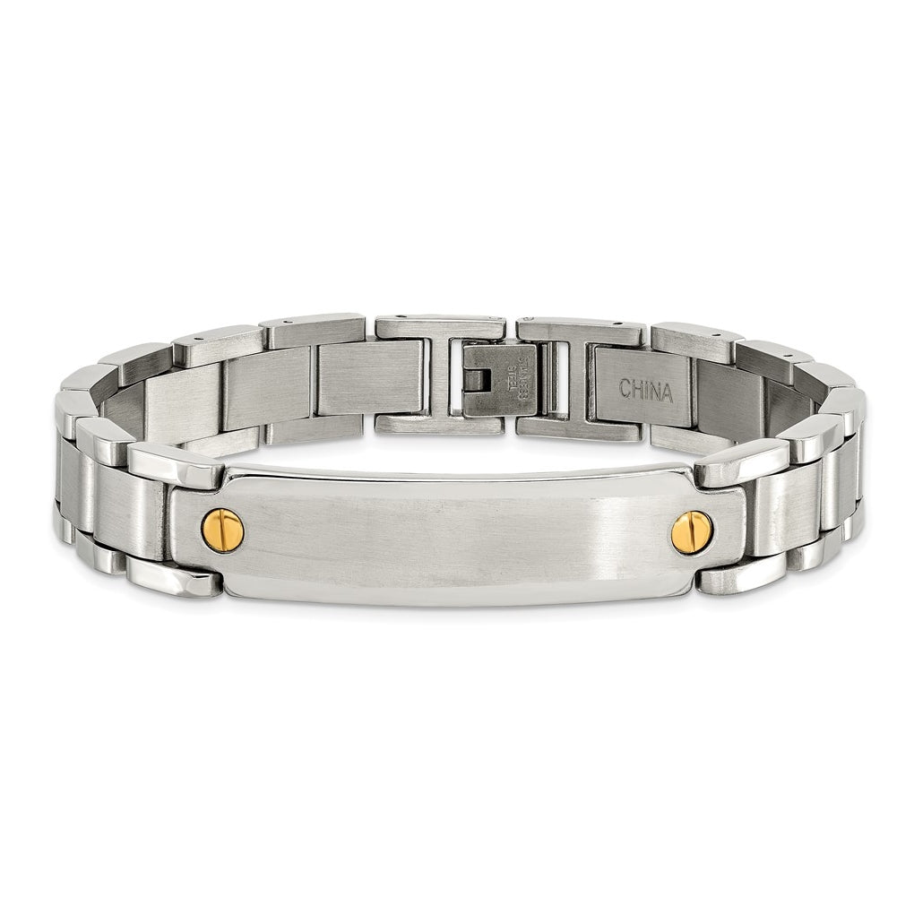 Stainless Steel Brushed and Polished Yellow IP-plated 8.75in ID Bracelet