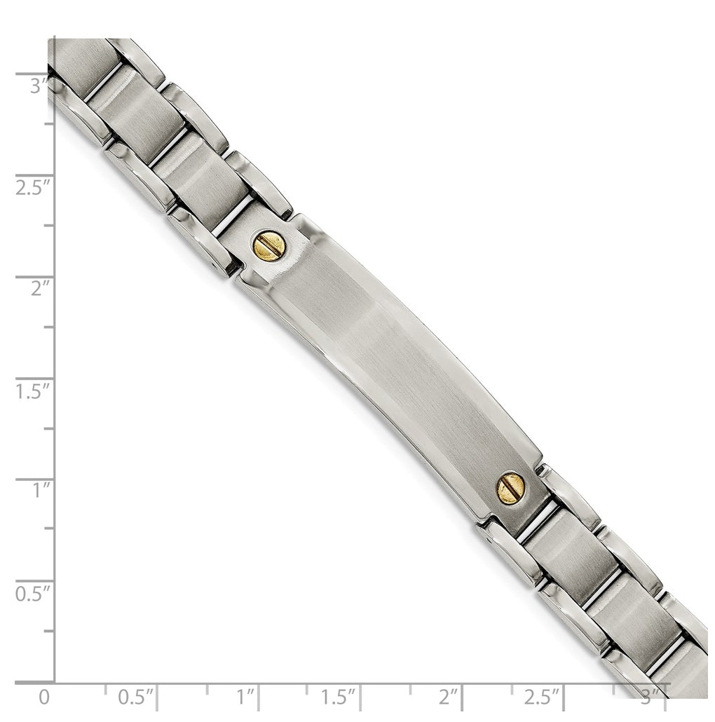 Stainless Steel Brushed and Polished Yellow IP-plated 8.75in ID Bracelet