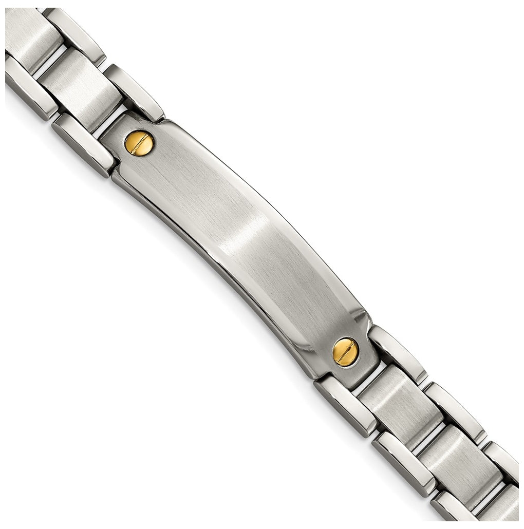 Stainless Steel Brushed and Polished Yellow IP-plated 8.75in ID Bracelet