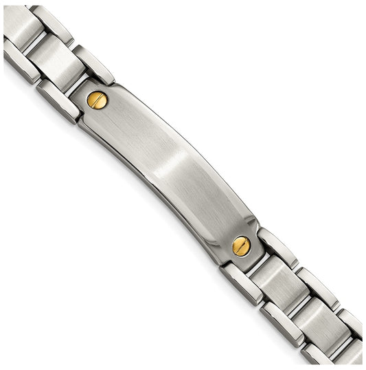 Stainless Steel Brushed and Polished Yellow IP-plated 8.75in ID Bracelet