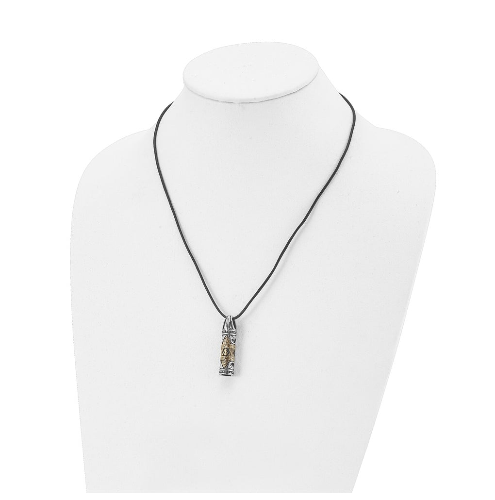 Stainless Steel Antiqued/Polished Yellow IP Star of David Leather Cord Neck – Elegant Jewelry Gift for Birthday, Anniversary, Engagement, Wedding