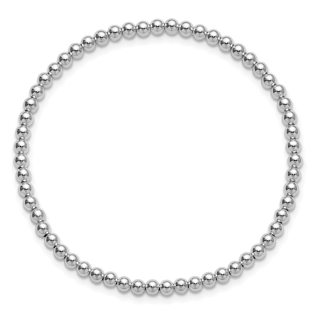 Sterling Silver 6.5in 3.00mm Beaded Stretch Bracelet