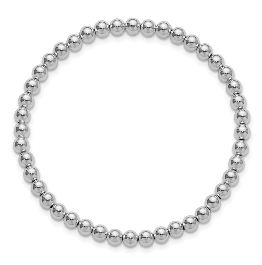 Sterling Silver 6.5in 4.00mm Beaded Stretch Bracelet