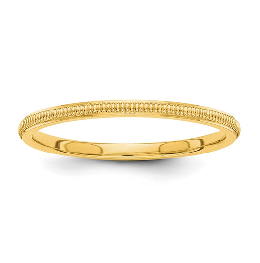 14k Yellow Gold 1.5mm Milgrain Stackable Band Size 4