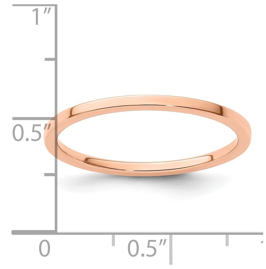 14K Rose Gold 1.2mm Flat Polished Stackable Band Size 5