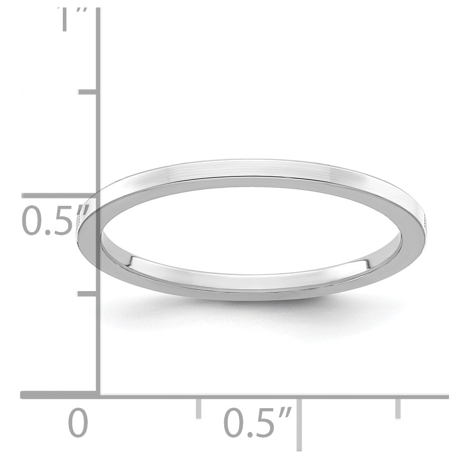 14K White Gold 1.2mm Flat Polished Stackable Band Size 4