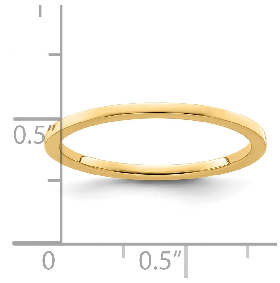 14K Yellow Gold 1.2mm Flat Polished Stackable Band Size 5.5