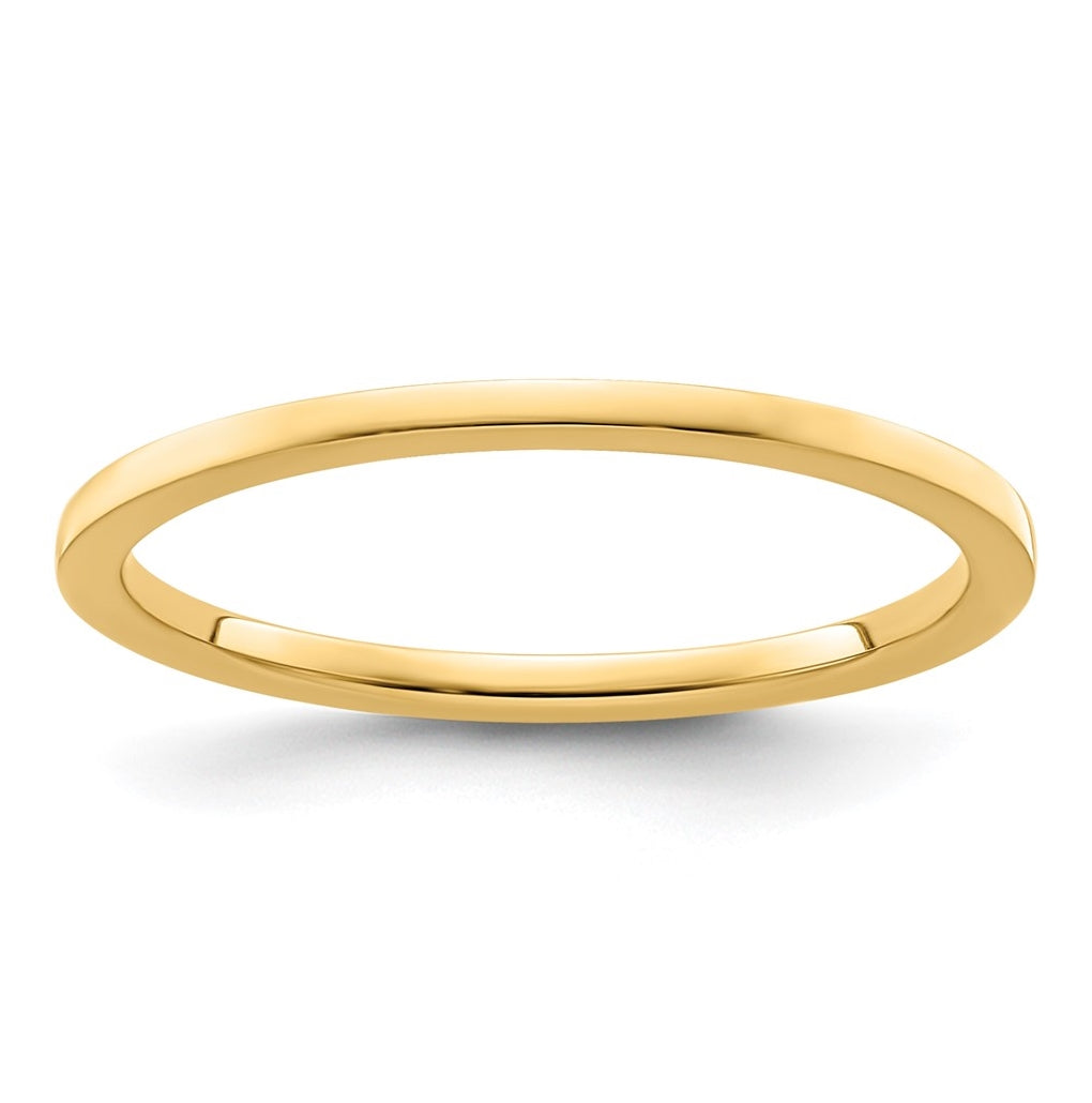 14K Yellow Gold 1.2mm Flat Polished Stackable Band Size 4.5