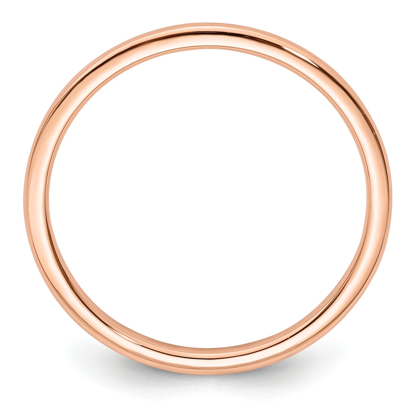 14K Rose Gold 1.2mm Half Round Polished Stackable Band Size 5