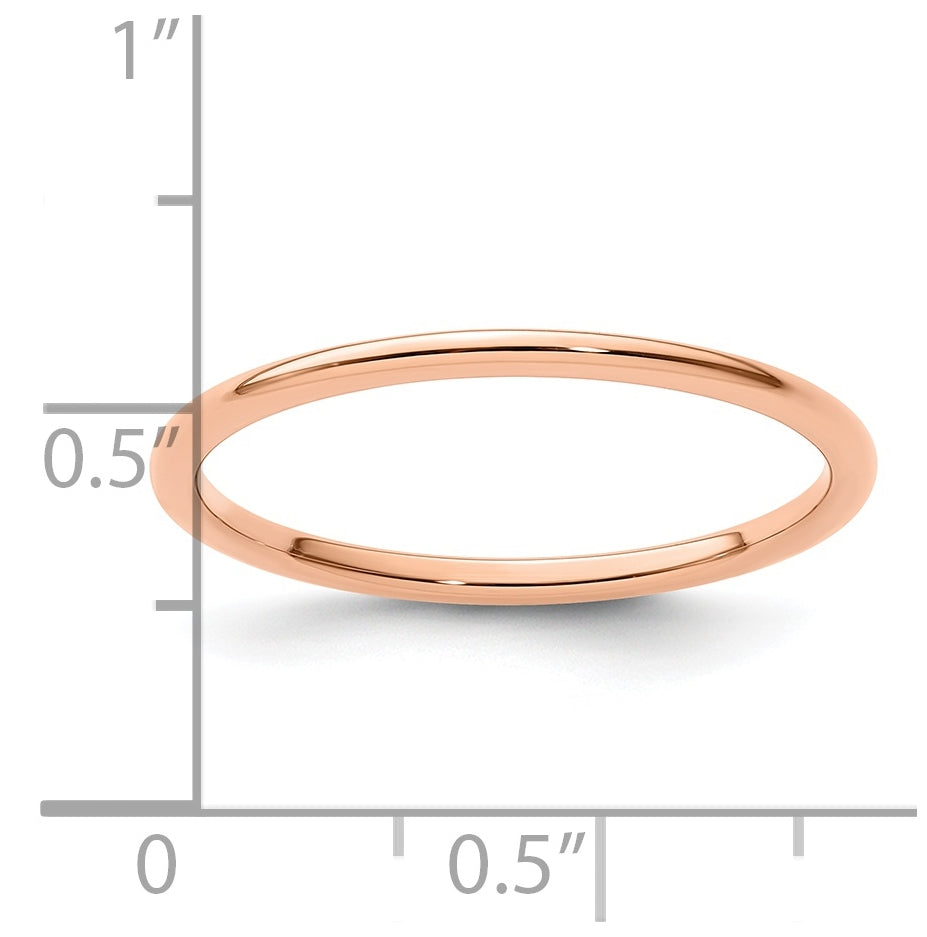 14K Rose Gold 1.2mm Half Round Polished Stackable Band Size 4.5