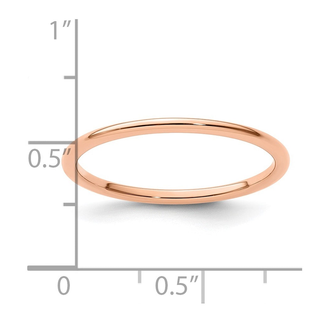 14K Yellow Or White Or Rose Gold 1.2mm Half Round Polished Stackable Band