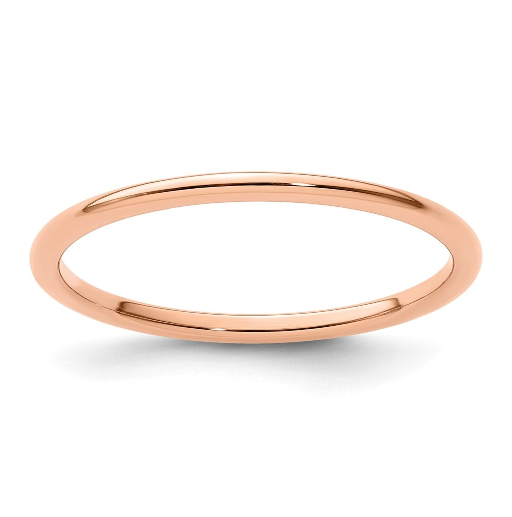 14K Rose Gold 1.2mm Half Round Polished Stackable Band Size 4.5
