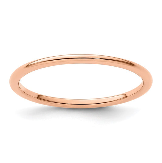 14K Rose Gold 1.2mm Half Round Polished Stackable Band Size 4.5
