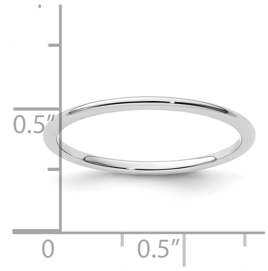 14K White Gold 1.2mm Half Round Polished Stackable Band Size 4