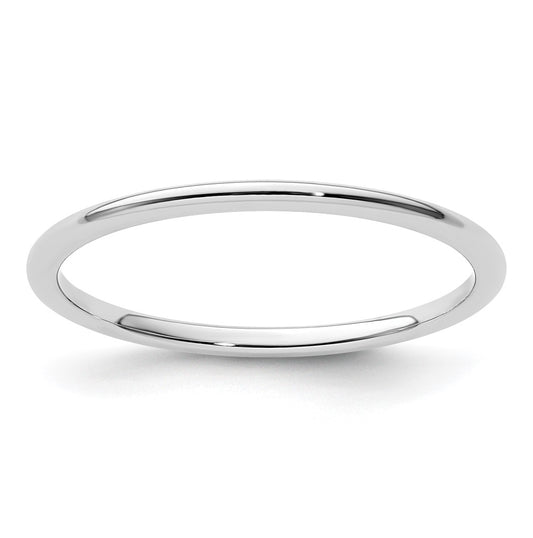 14K White Gold 1.2mm Half Round Polished Stackable Band Size 4