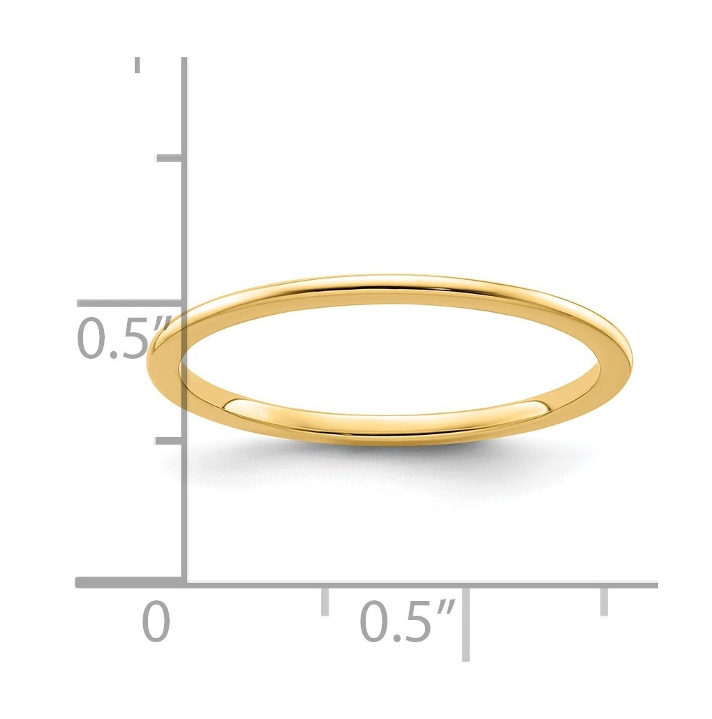 14K Yellow Or White Or Rose Gold 1.2mm Half Round Polished Stackable Band