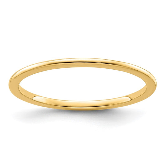 14K Yellow Gold 1.2mm Half Round Polished Stackable Band Size 4