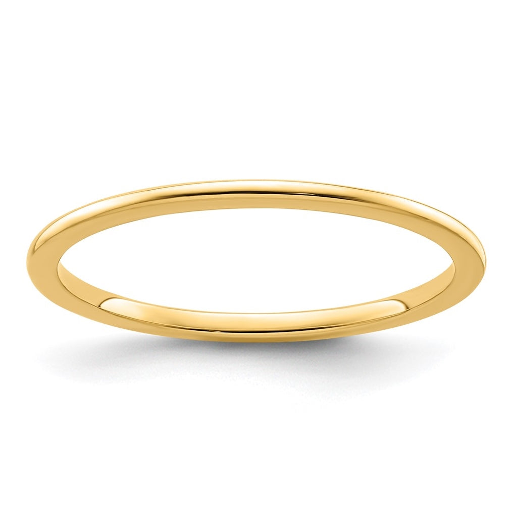 14K Yellow Gold 1.2mm Half Round Polished Stackable Band Size 4.5