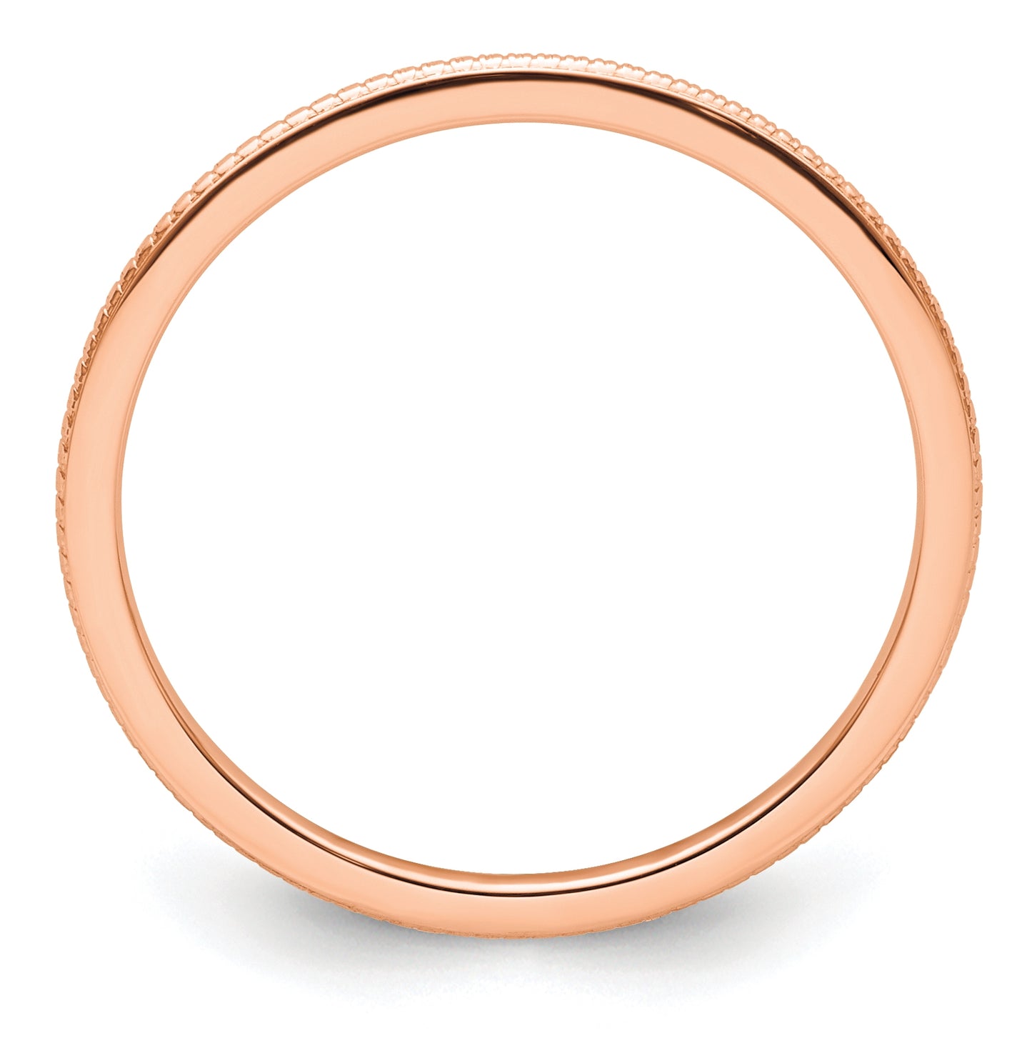 14K Rose Gold 1.2mm Beaded Stackable Band Size 5.5