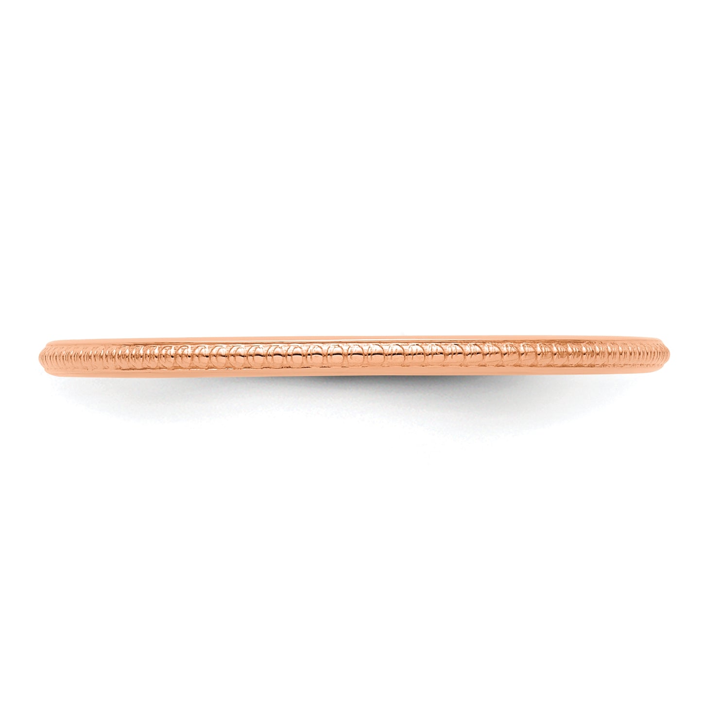 14K Rose Gold 1.2mm Beaded Stackable Band Size 5