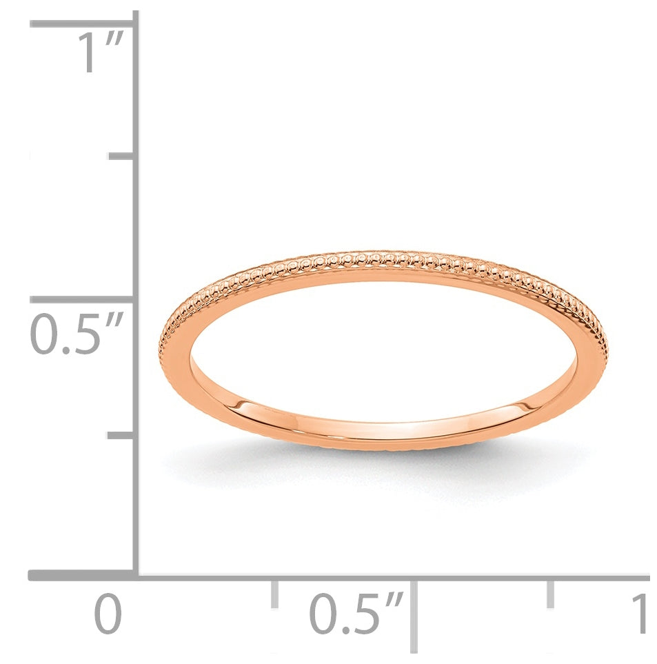 14K Rose Gold 1.2mm Beaded Stackable Band Size 5.5