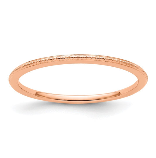 14K Rose Gold 1.2mm Beaded Stackable Band Size 4.5