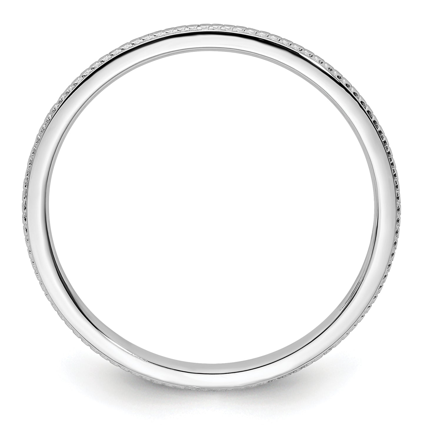 14K White Gold 1.2mm Beaded Stackable Band Size 5