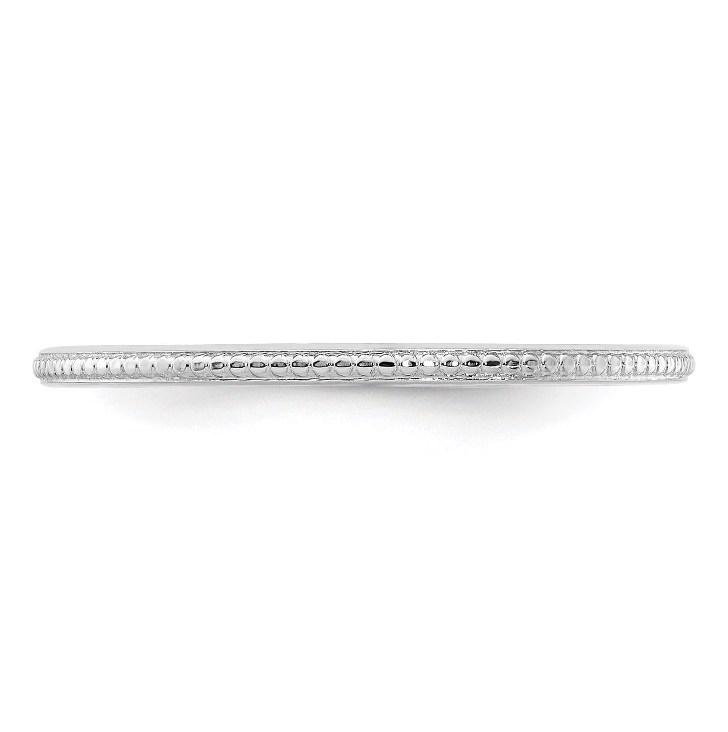 14K White Gold 1.2mm Beaded Stackable Band Size 5
