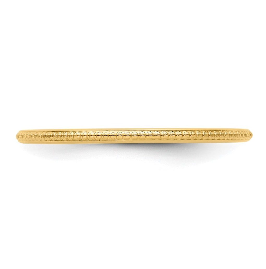 14K Yellow Or White Or Rose Gold 1.2mm Beaded Stackable Band