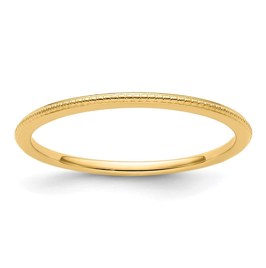 14K Yellow Gold 1.2mm Beaded Stackable Band Size 4